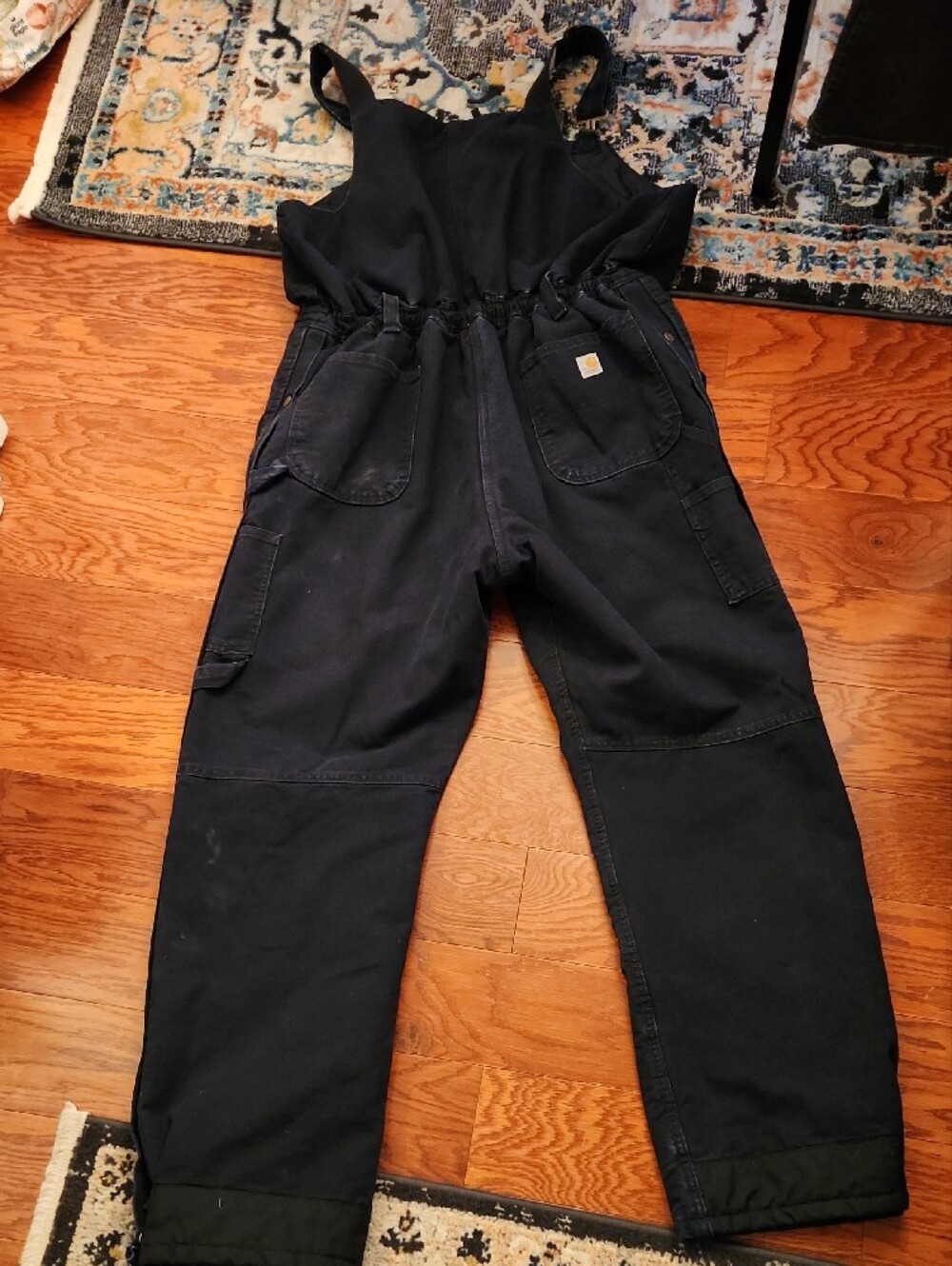 Vintage Carhartt Women's Quilted Black Relaxed Fit Duck Bib Overalls - Picture 2 of 3